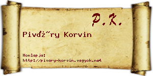Piváry Korvin névjegykártya